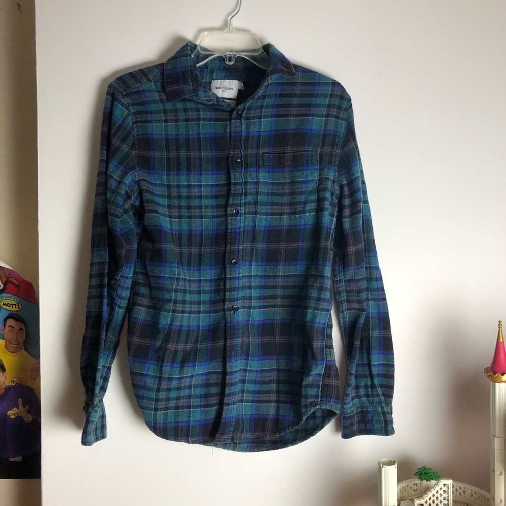 Mossimo Supply Co Blue Plaid Button Down